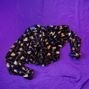 Oleg Cassini brown and gold patterned shirt